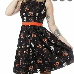 Sourpuss black cats Halloween punk goth dress